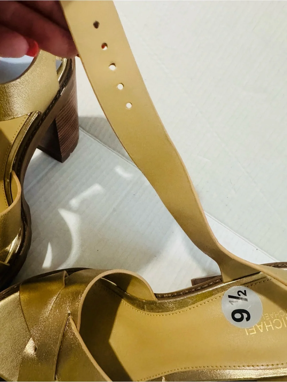 MICHAEL Michael Kors Gold Leather Wedge Sandals size 9.5